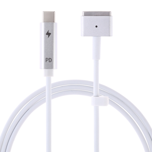 [1159] 45W / 60W / 65W 5 Pin MagSafe 2 (T-Shaped) to USB-C / Type-C PD Charging Cable(White).