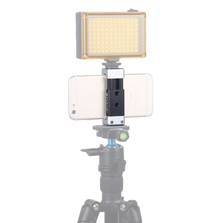 [1176] PULUZ Universal Phone Aluminum Alloy Clamp Holder Bracket with Cold Shoe For iPhone, Galaxy, Huawei, Xiaomi, Sony, HTC, Google and other Smartphones.