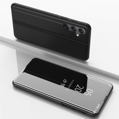 For Samsung Galaxy A34 5G Plated Mirror Horizontal Flip Leather Phone Case with Holder.