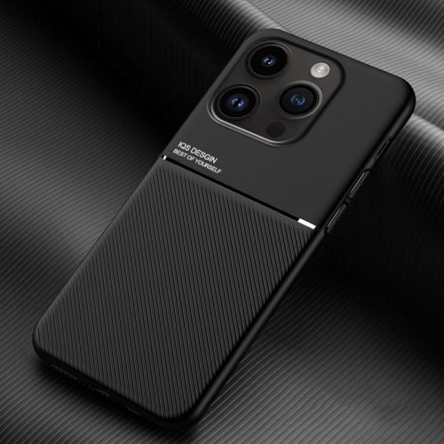For iPhone 15 Pro Max Classic Tilt Strip Grain Magnetic Shockproof PC + TPU Phone Case.