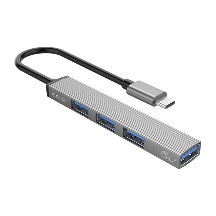 ORICO-AH-13-GY-BP USB 3.0 x 1 + USB 2.0 x 3 to USB-C / Type-C HUB Adapter.