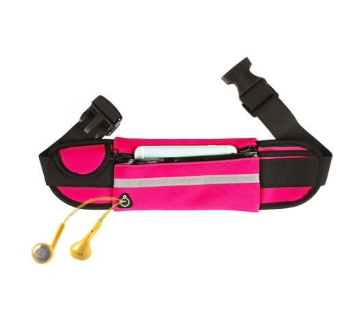 [1508] Outdoor Sports Running Hiking Riding Travelling Belt Sweatproof Waterproof Diving Material Waist Bag Protective Case for 6 inch Phone with Card Pocket. (Pink)