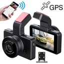 3 inch Car Ultra HD Driving Recorder, Double Recording + GPS + WIFI + Gravity Parking Monitoring + Lane Deviation Warning.