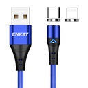 ENKAY 2 in 1 3A USB to 8 Pin + Type-C Magnetic Fast Charging Data Cable.
