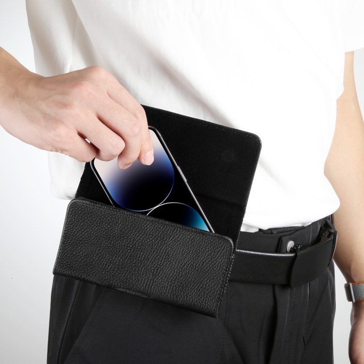 HAWEEL 6.1-6.8 inch Litchi Texture Genuine Leather Phone Belt Clip Horizontal Carrying Pouch.