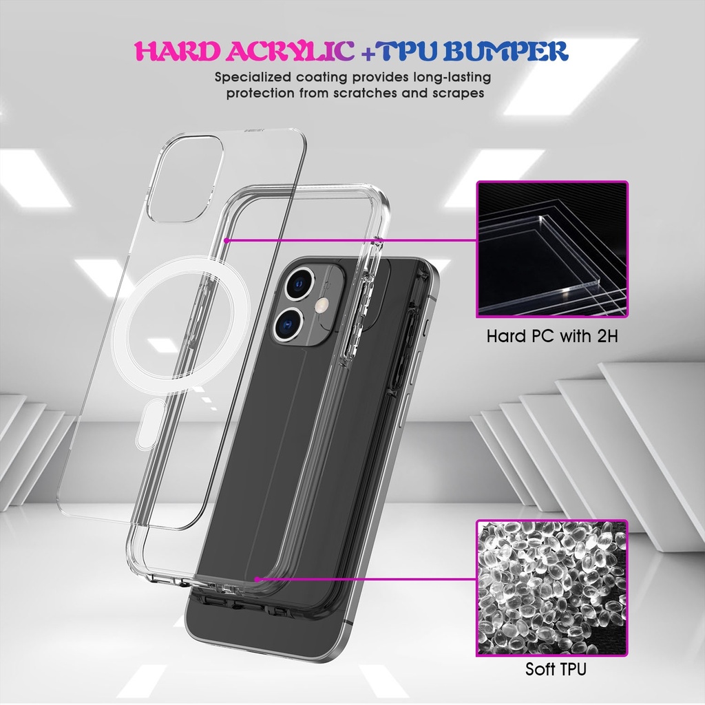 For iPhone 11 Magsafe Case Simple Magnetic Ring .