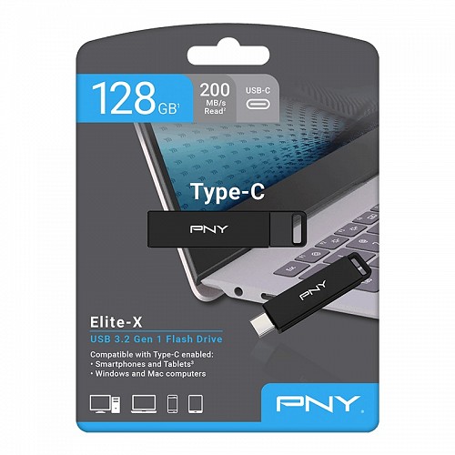 PNY FD Elite-X Type-C USB 3.2 Flash Drive 128GB.