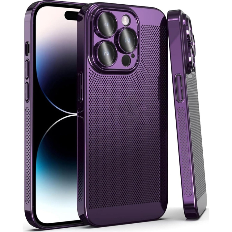 [7003] For iPhone 15 Pro Max Fine Mesh Cooling Phone Case. (purple)