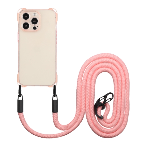 For iPhone 15 Pro Max Four-corner Shockproof TPU Phone Case with Lanyard.