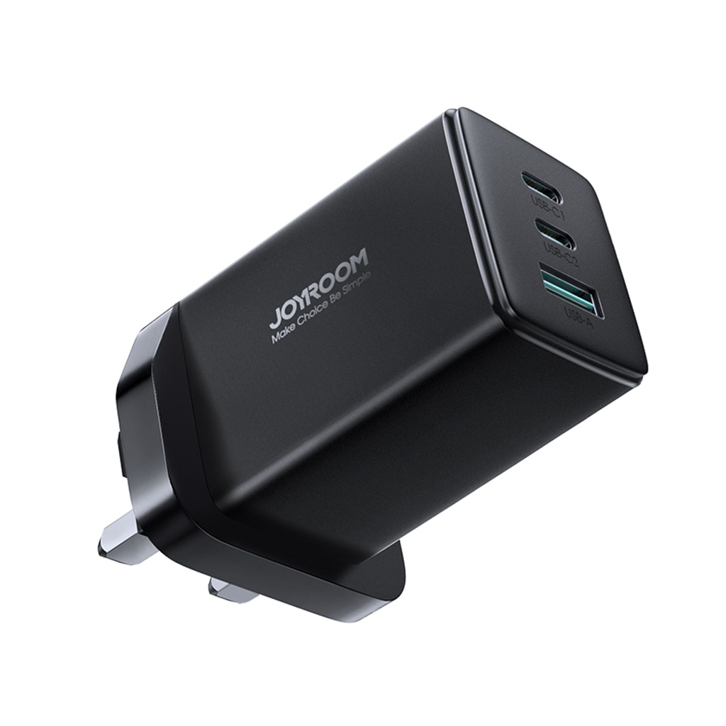 JOYROOM GaN Ultra 65W 2 Type-C + 1 USB Fast Charger with 1.2m Type-C Cable.