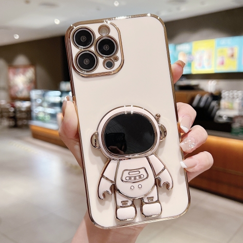 For iPhone 15 Pro Max Electroplating Astronaut Holder Phone Case.