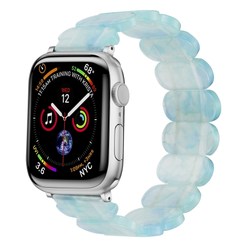 For Apple Watch Series 3 42mm Stretch Rope Resin Watch Band.ice green