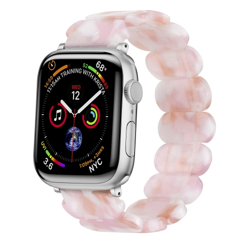 For Apple Watch Series 3 42mm Stretch Rope Resin Watch Band.pink.
