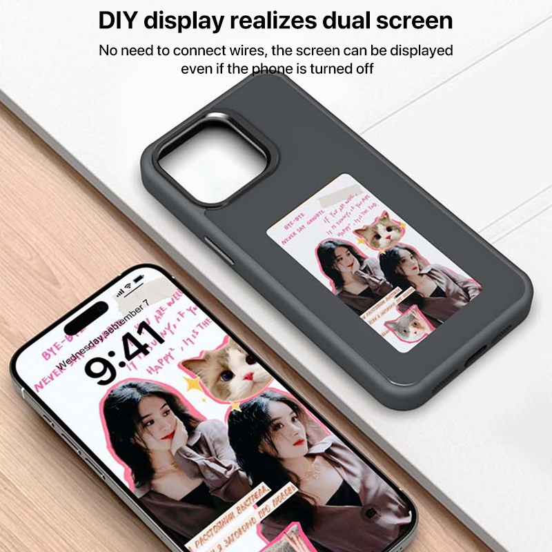 For iPhone 16 Pro Max Four-Color E-ink Screen NFC DIY Phone Case.