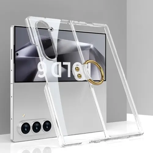 For Samsung Galaxy Z Fold6 GKK Electroplating Phone Case with Ring(White)