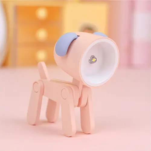 [pink dog] LED Mini Foldable Cartoon Desk Lamp Pet Shape Decoration Table Lamp. (Pink)