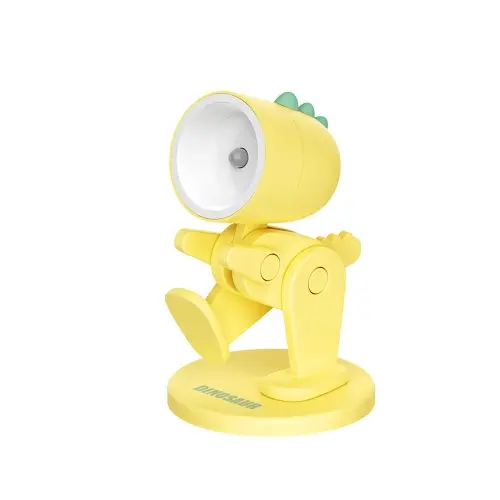 [yellow dinasour] Mini Table Lamp Desktop DIY Ornaments Folding Night Light. (Yellow)