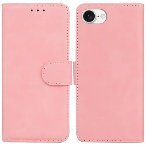 For iPhone 16e Skin Feel Pure Color Flip Leather Phone Case.