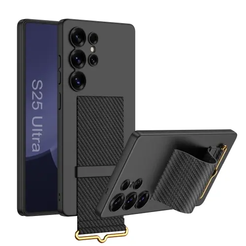 [s25 ultra] For Samsung Galaxy S25 Ultra 5G GKK Ultra-thin Wristband Holder Phone Case. (Black)