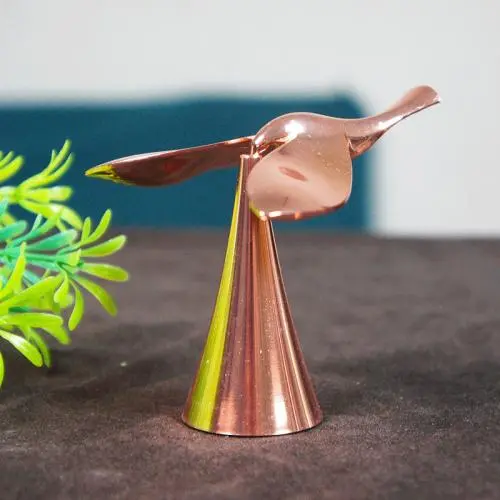 [bird gold] Small Office Decoration Alloy Balance Bird Photography Props Model(Rose Gold)