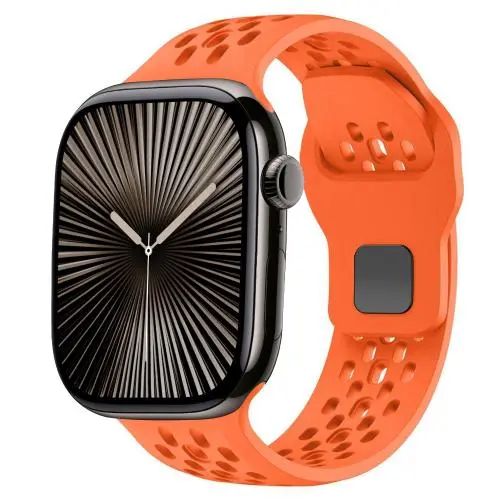 [75182221] For Apple Watch 42mm / 41mm / 40mm / 38mm Mesh Reverse Buckle Silicone Watch Band. (Orange)