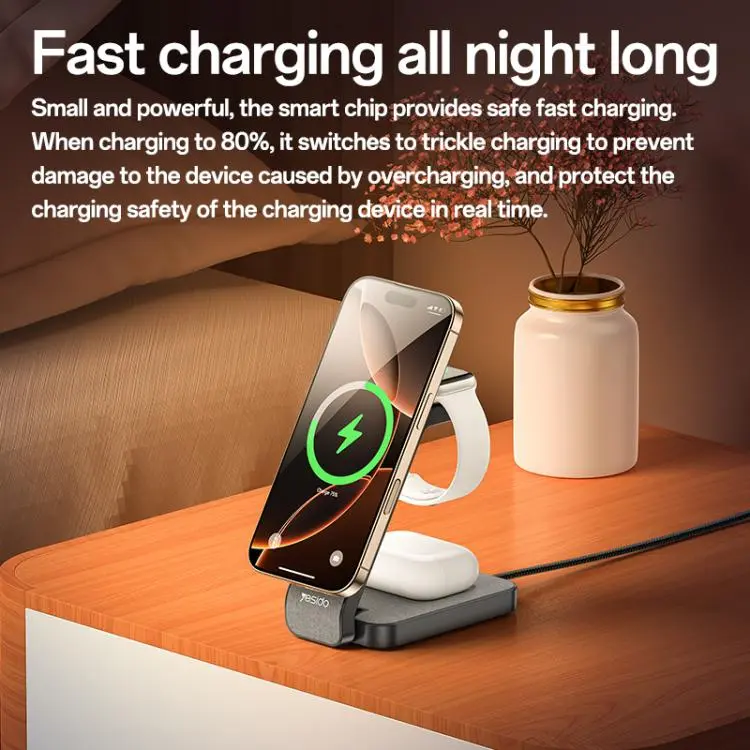 Yesido 4-in-1 Magnetic Wireless Charging Stand with Night Light.