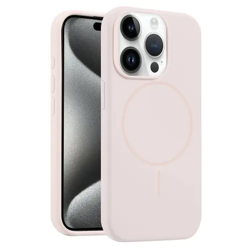 [0-10] For iPhone 15 Pro Liquid Silicone MagSafe Phone Case. (Pink)