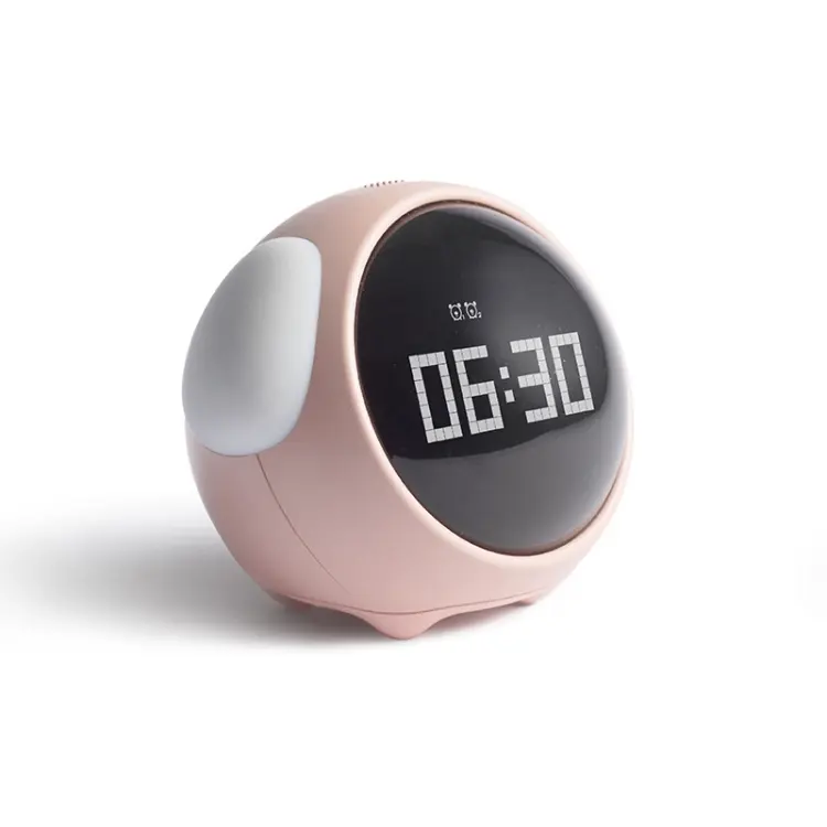 Cartoon Smart Alarm Clock For Children Bedroom Bedside LED Lamp Charging Electronic Digital Clock (Pink)