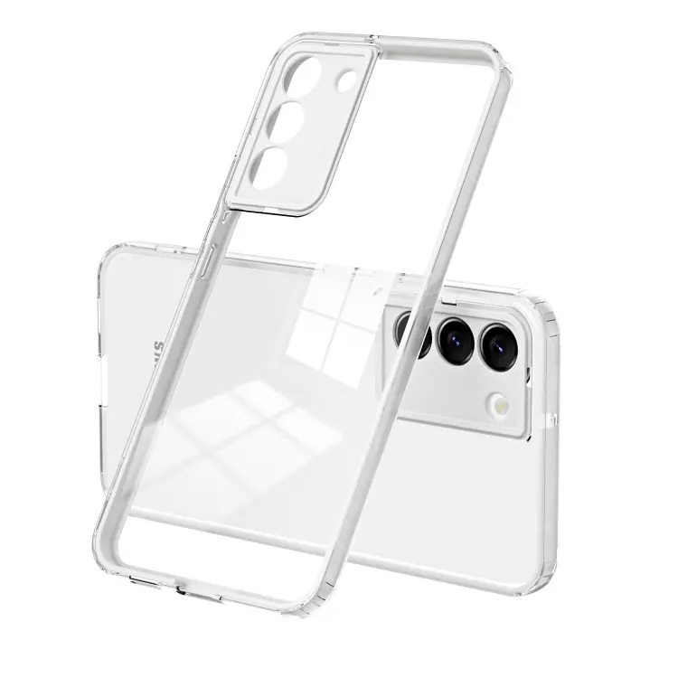 For Samsung Galaxy S22+ 5G 3 in 1 Clear TPU Color PC Frame Phone Case