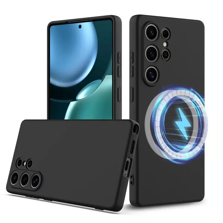 For Samsung Galaxy S25 Ultra 5G Shockproof Silicone Magsafe Phone Case (Black)