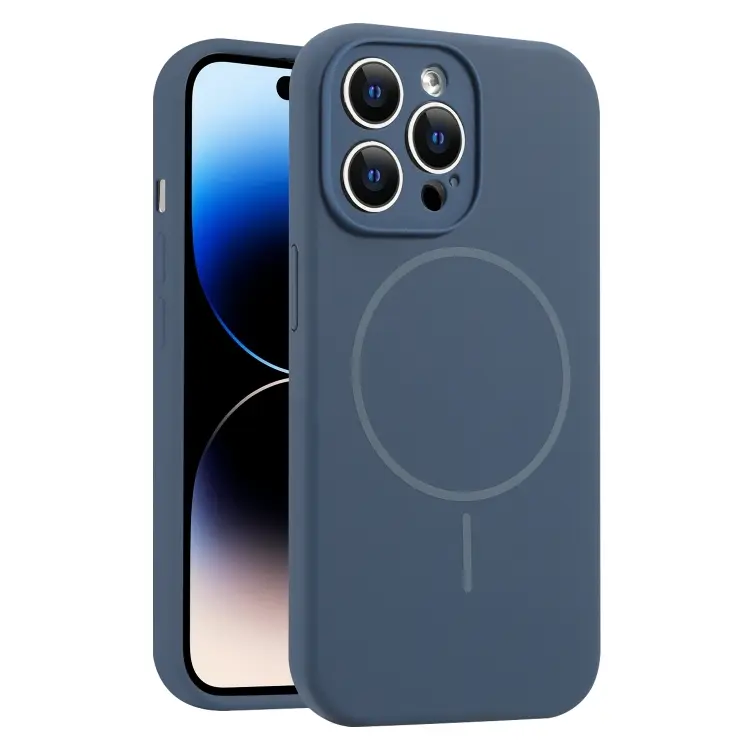 For iPhone 14 Pro Fine Hole Liquid Silicone MagSafe Phone Case (Royal Blue)