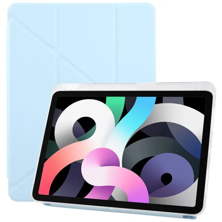 For iPad Air 2022 / 2020 10.9 ZGA Genre Series Y-Fold Leather Tablet Case with Pen Slot(blue)