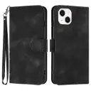 For iPhone 14 Plus Line Pattern Skin Feel Leather Phone Case(black)