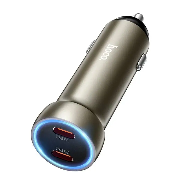 hoco Prosperous PD60W USB-C / Type-C Dual Port Car Charger(Gold) 