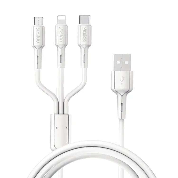Yesido USB to 8 Pin + Micro USB + USB-C / Type-C Charging Cable