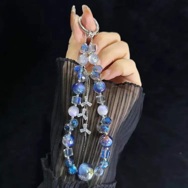 Zircon Tassel Grey Blue Heidi Bead Crystal Chain (Blue)