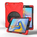 For iPad Pro/ Air 3 360 Degree Rotation PC + Silicone Protective Case with Holder & Hand-strap(Red) 