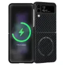 For Samsung Galaxy Z Flip 4 Carbon Fiber Texture MagSafe Magnetic Phone Case