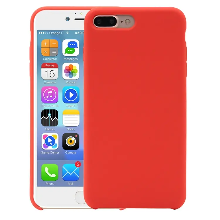 Pure Color Liquid Silicone Case for iPhone 8 Plus & 7 Plus (Orange)