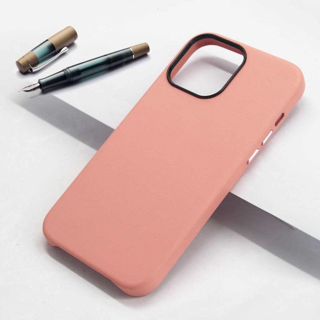 [00-105] iPhone 13 Pro Max Lamb Grain PU Back Cover (Pink)