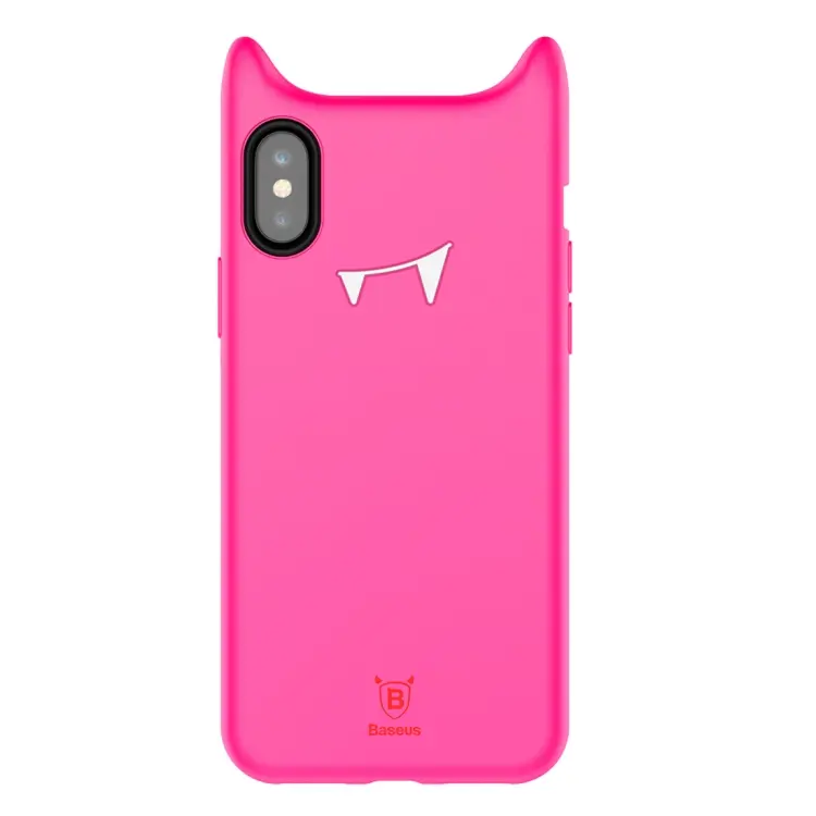For iPhone X / XS Baseus Soft Silicone Evil Printed Protective Cover Back Case (Magenta)