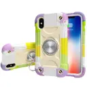 For iPhone X / XS Shockproof Silicone + PC Protective Case with Dual-Ring Holder