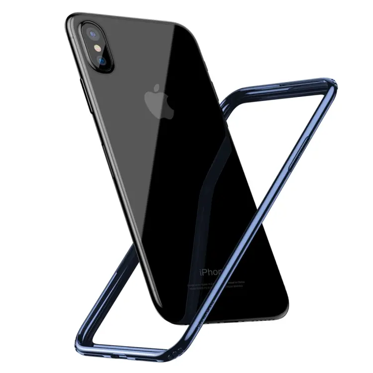 For iPhone X / XS Baseus PC Hard Glue + TPU Soft Glue Dropproof Full Coverage Protective Bumper Frame (Blue)