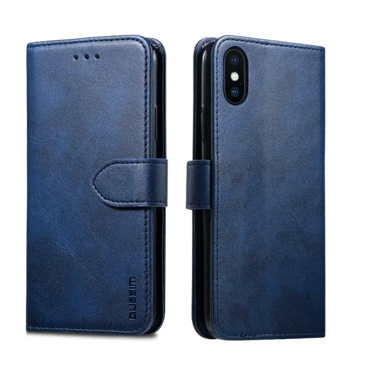 For iPhone X / XS GUSSIM Magnetic Horizontal Flip Leather Case with Holder & Card Slots & & Wallet (Blue)