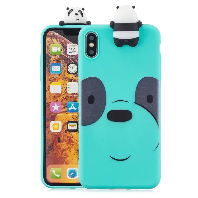 For iPhone XS Max 3D Paster Big Eye Bear Pattern TPU Protective Case(Blue)
