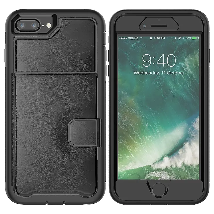 For iPhone XR Leather Protective Case with Holder & Card Slot