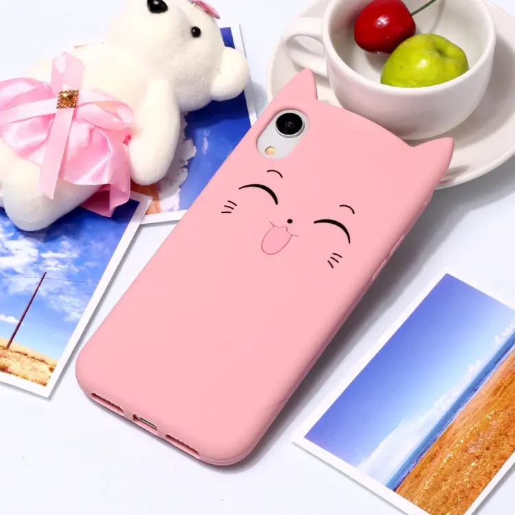 For iPhone XR Cheshire Cat Pattern Silicone Protective Case (Pink)