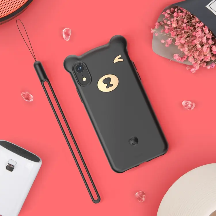 For iPhone XR Baseus Bear Silicon Case (Black)