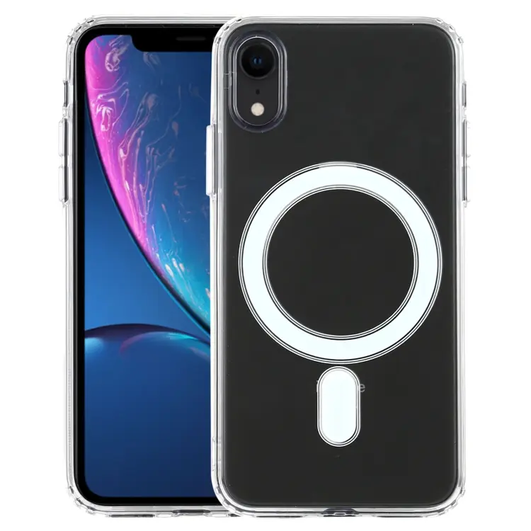 For iPhone XR Magsafe Case Simple Magnetic Ring All-inclusive Clear Crystal Acrylic PC +TPU Shockproof Case