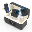 PULUZ Magnetic Lavalier Wireless Microphone with Charging Case Box, 8 Pin RX Receiver and 2 TX Microphones